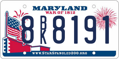 MD license plate 8BK8191