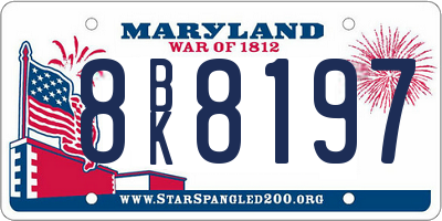 MD license plate 8BK8197