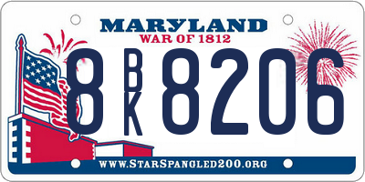 MD license plate 8BK8206