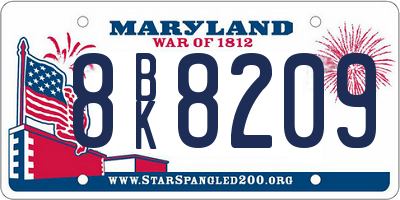 MD license plate 8BK8209