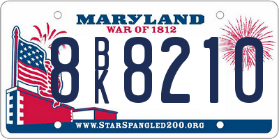 MD license plate 8BK8210