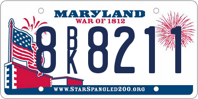 MD license plate 8BK8211