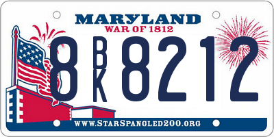 MD license plate 8BK8212
