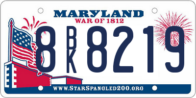 MD license plate 8BK8219
