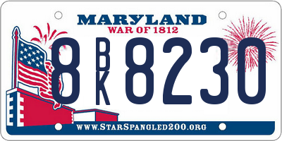 MD license plate 8BK8230