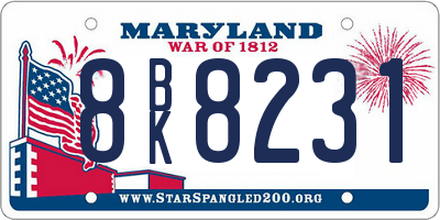 MD license plate 8BK8231