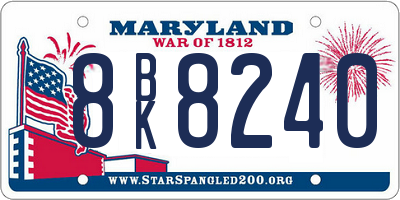 MD license plate 8BK8240
