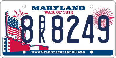 MD license plate 8BK8249