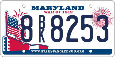 MD license plate 8BK8253