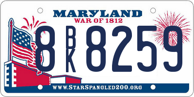 MD license plate 8BK8259