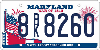 MD license plate 8BK8260