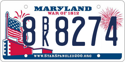 MD license plate 8BK8274
