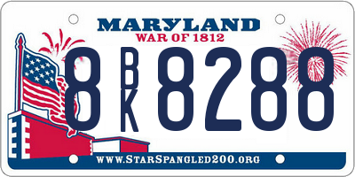 MD license plate 8BK8288