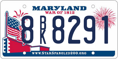 MD license plate 8BK8291