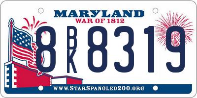 MD license plate 8BK8319