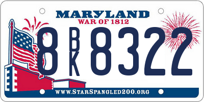 MD license plate 8BK8322