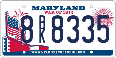MD license plate 8BK8335
