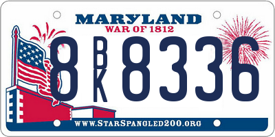 MD license plate 8BK8336