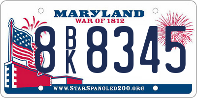 MD license plate 8BK8345