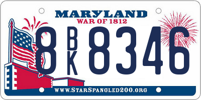 MD license plate 8BK8346