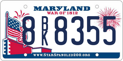 MD license plate 8BK8355