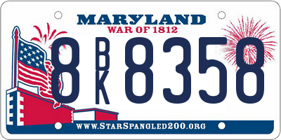 MD license plate 8BK8358