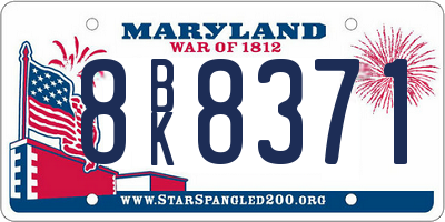 MD license plate 8BK8371