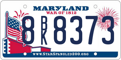 MD license plate 8BK8373