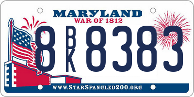 MD license plate 8BK8383