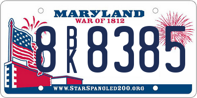 MD license plate 8BK8385