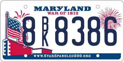 MD license plate 8BK8386