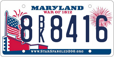 MD license plate 8BK8416