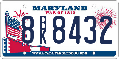 MD license plate 8BK8432