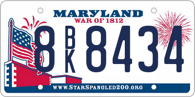 MD license plate 8BK8434