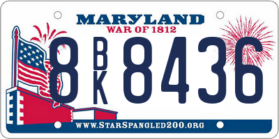 MD license plate 8BK8436