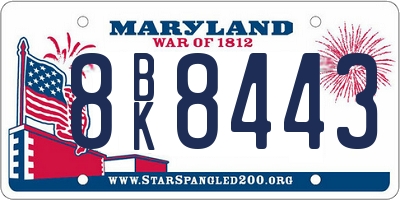 MD license plate 8BK8443
