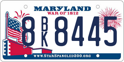 MD license plate 8BK8445