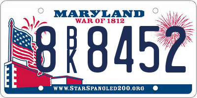 MD license plate 8BK8452