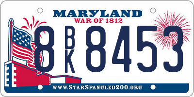 MD license plate 8BK8453