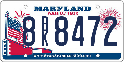 MD license plate 8BK8472