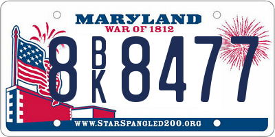 MD license plate 8BK8477