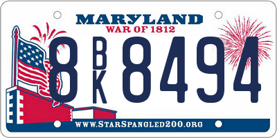 MD license plate 8BK8494