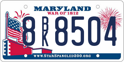 MD license plate 8BK8504