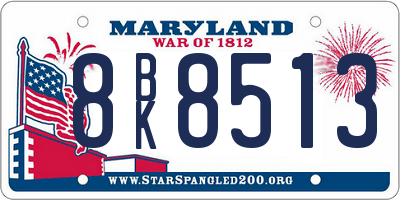 MD license plate 8BK8513