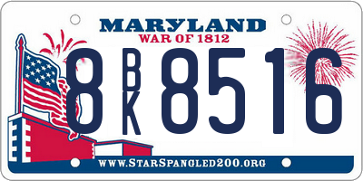 MD license plate 8BK8516