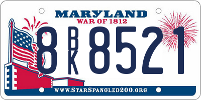 MD license plate 8BK8521