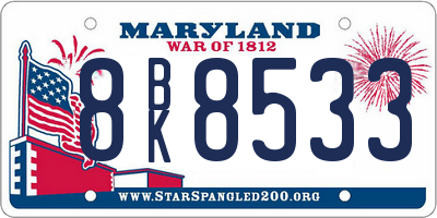 MD license plate 8BK8533