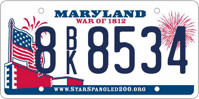 MD license plate 8BK8534