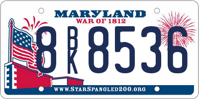 MD license plate 8BK8536