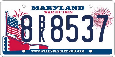 MD license plate 8BK8537
